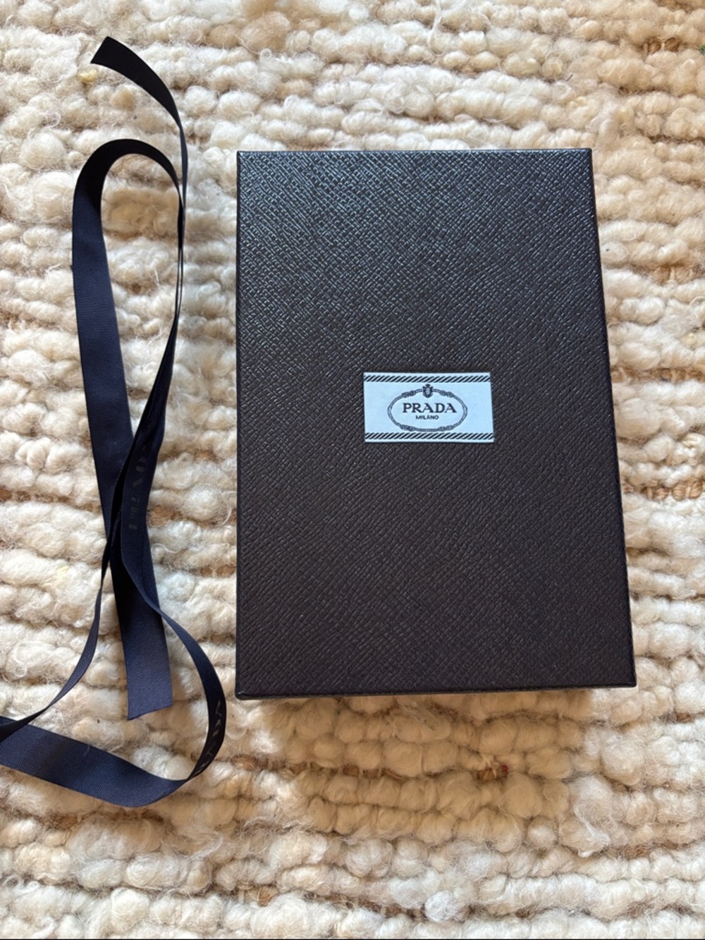 💙 NEW Prada Black Textured Gift Box with Ribbon